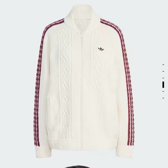 NWOT Adidas Women's Cream Cardigan with Burgundy Accents - Picture 6 of 15